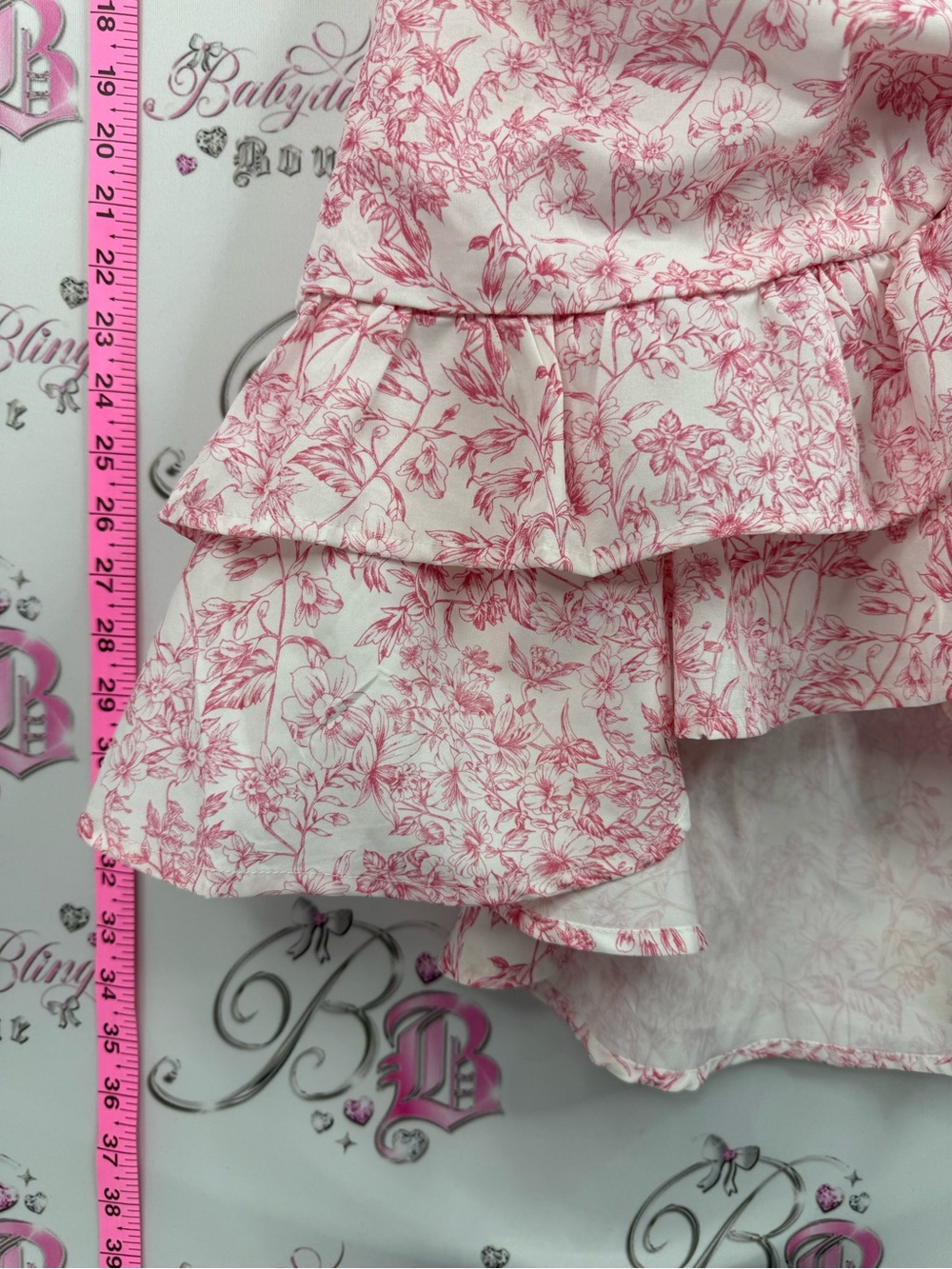 SHEIN dress ruffles frills flowers two tone Pink Floral Ruffled Mini Dress - Picture 3 of 12